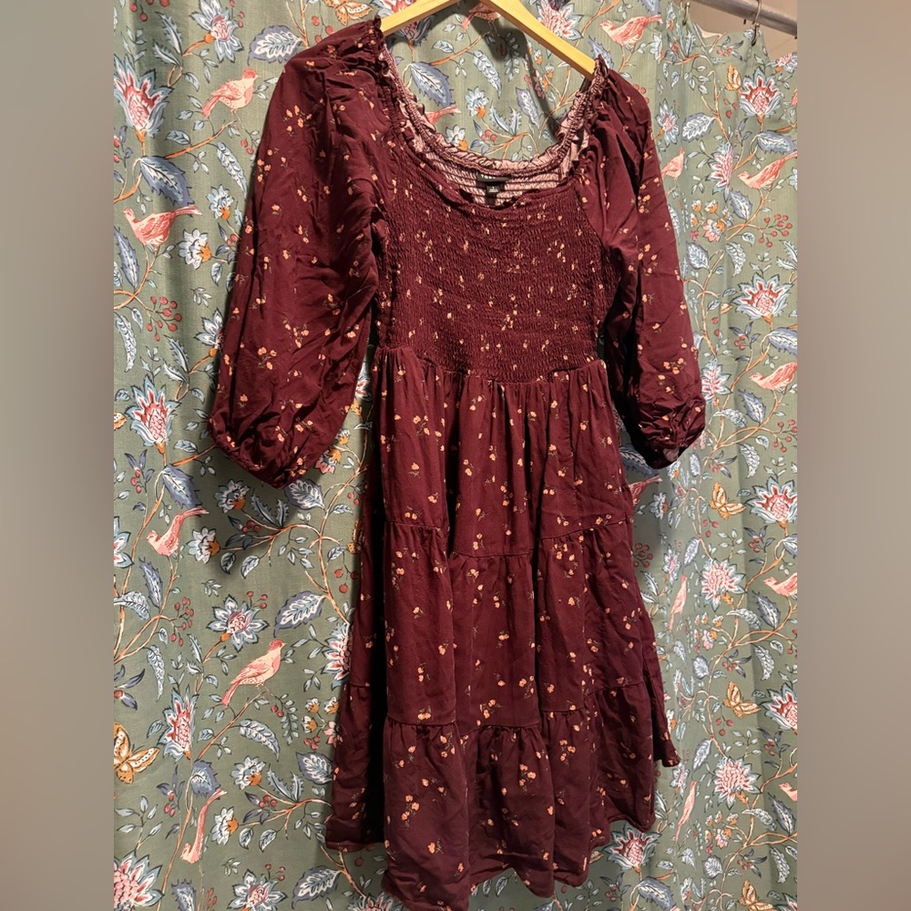 Torrid Burgundy Mini Dress with Floral Accents